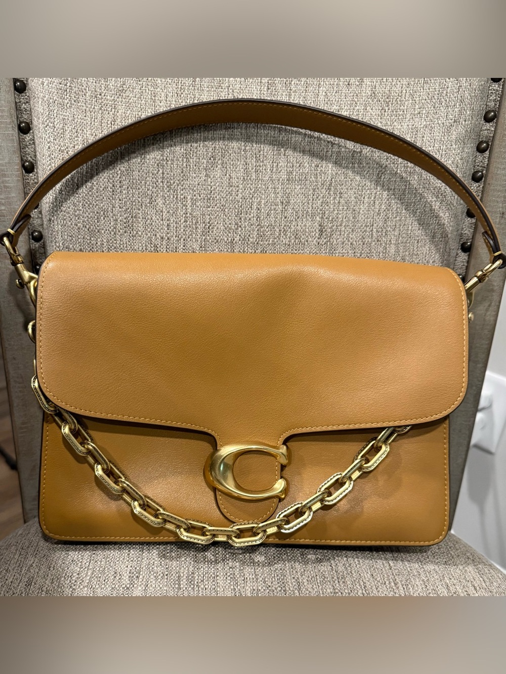 Authentic Coach Honey Brown Chain Tabby 30